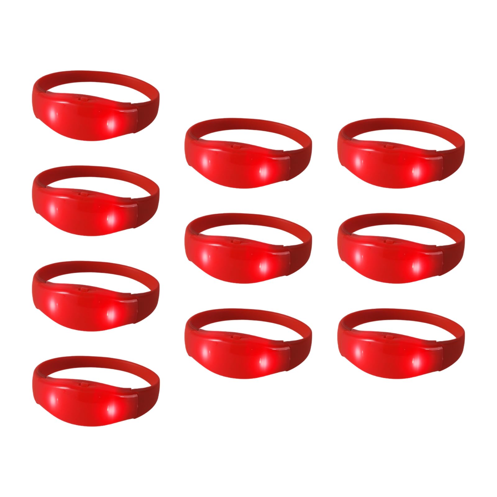 Uqezagpa Pack of 10 Voice Activated Glowing Bracelets Colorful Silicone Wristbands Flashing Light Up Bangles Accessory
