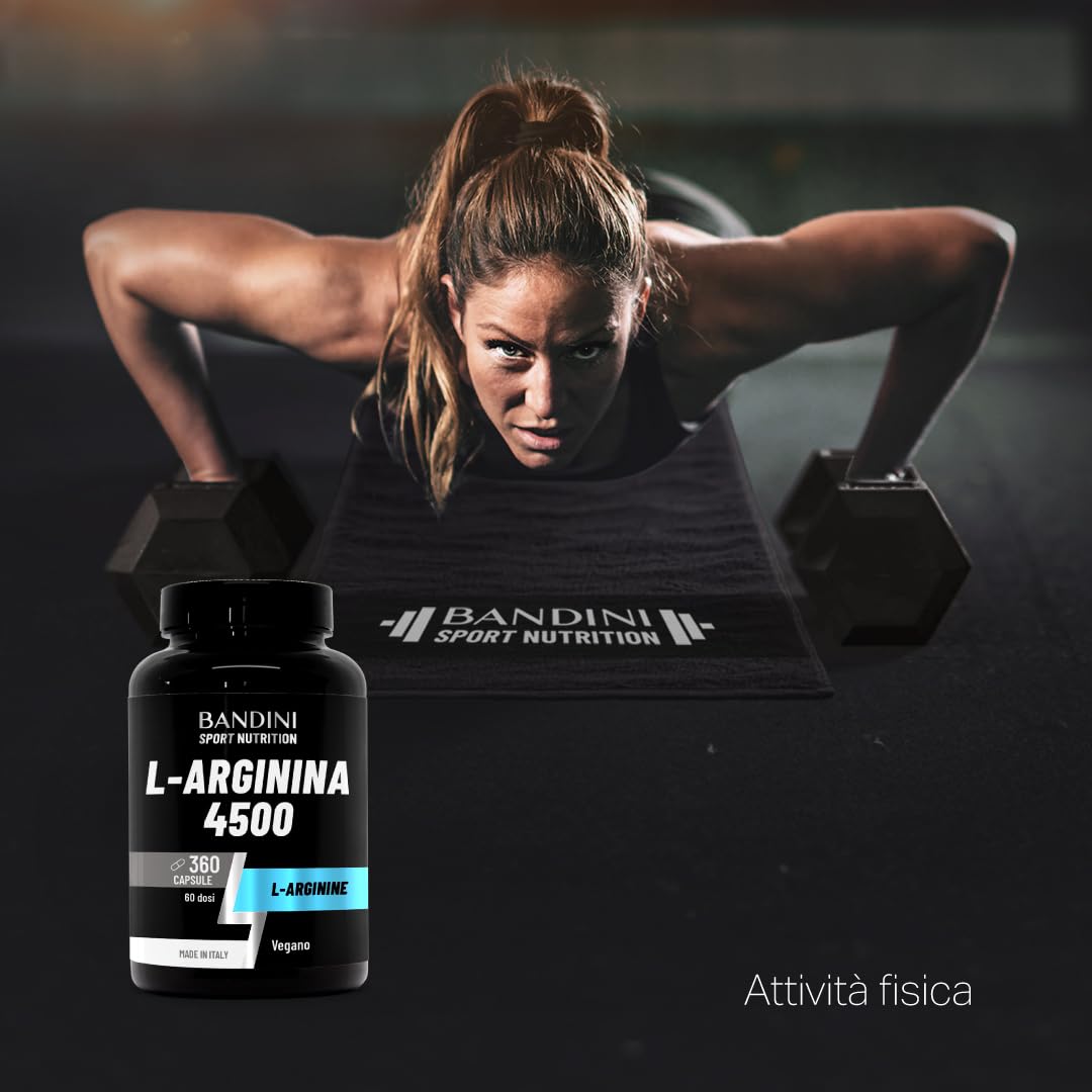 Bandini® L-Arginina 4.500 mg 360 Capsule Alto Dosaggio - Pura L-arginine HCL - Integratore Alimentare Sportivo senza Additivi non Necessari - Qualità Italiana - Alternativa a polvere o compresse