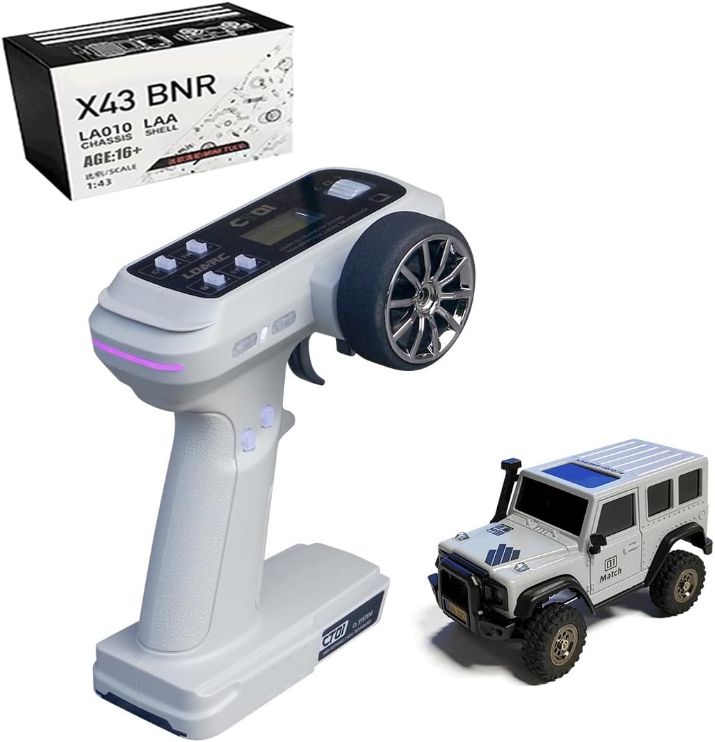 X43 1:43 Scale Mini RC Crawler RTR RC Rock Truck 4x4 2.4GHZ Hobby Grade Remote Control Car Model Vehicle RC Buggy and Adults (Grey)