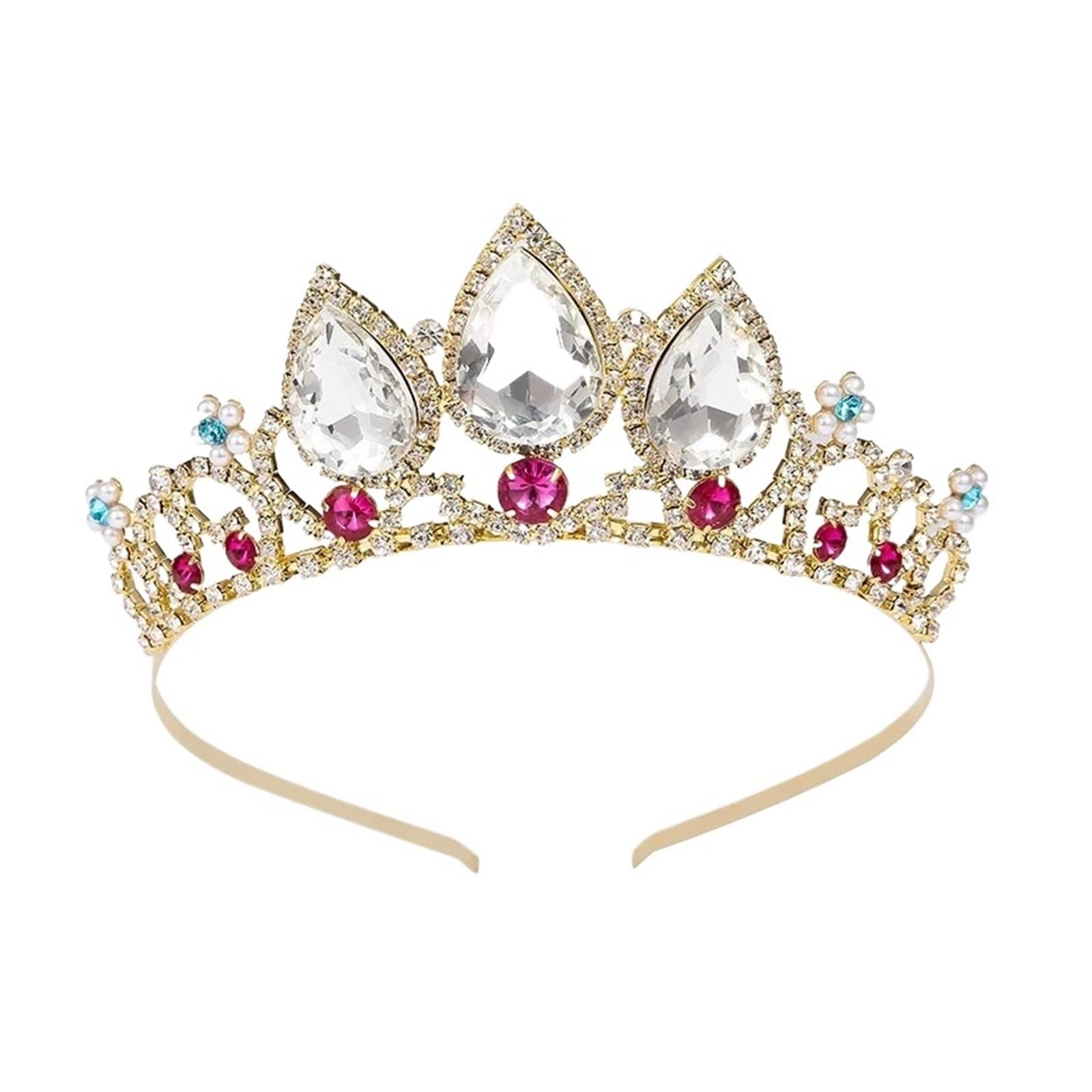 Corona Corona Tiara Diademas de Moda Coronas de no Gotas de Agua Cristal Tiara Boda fotografía Accesorios for el Cabello Accesorios adecuados(D)