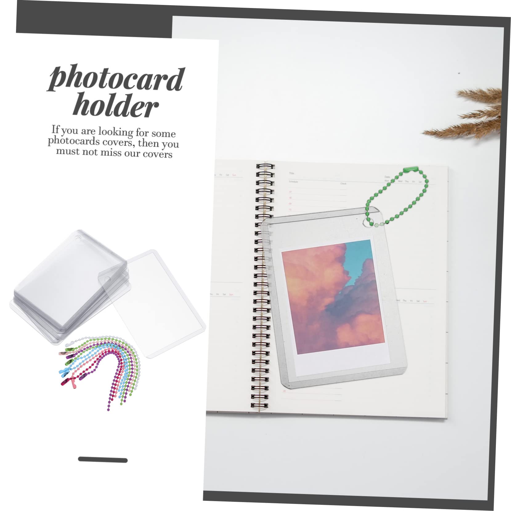 CAXUSD 30sets Plastic Photocard Holder with Chain Transparent Protective Cover for Photo Cards Album Cards Id Badges Convenient Storage for Collectors