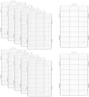 12 Pack Bulk 24 Grids Clear Plastic Organizer Box Tackle Organizer Box Crafts Storage Organizer Box with Removable Dividers Tackle Boxes for Fishing Tackle Storage Tackle Trays Jewelry DIY Parts Box