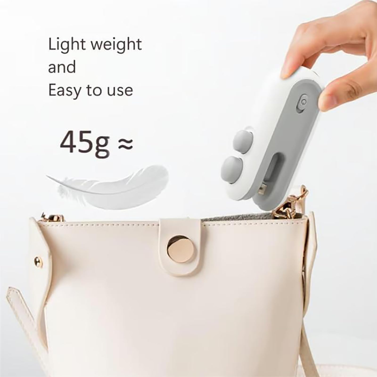 Mini sellador de bolsas con cortador e imán, mini sellador de bolsas recargable, máquina de sellado térmico de plástico portátil a presión manual para aperitivos, patatas fritas, almacenamiento de