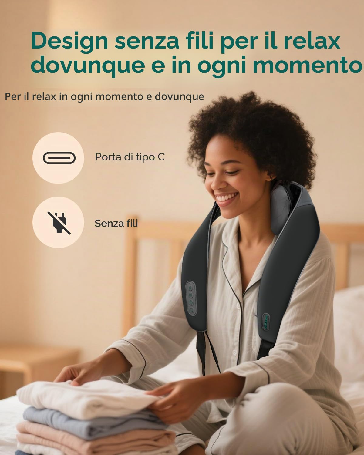 Snailax Massaggiatore per collo senza fili 4D migliorato con calore, massaggiatore elettrico shiatsu con knet, massaggiatore per collo, spalle, schiena, gambe, regali per uomini e donne
