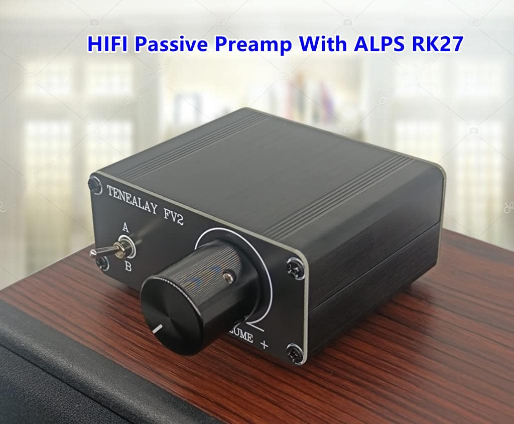 HiFi RCA Audio Switch A/B Selector, Passive Preamplifier Stereo Audio preamp Volume Adjust with ALPS RK27