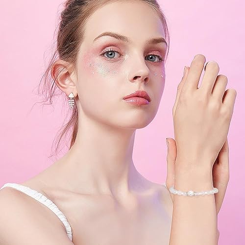 Miniatura 6 de arricraft Alrededor de 67 cuentas de selenita natural de 0.236 pulgadas, 1 hebra de cuentas de piedra natural sin teñir en el centro de cuentas