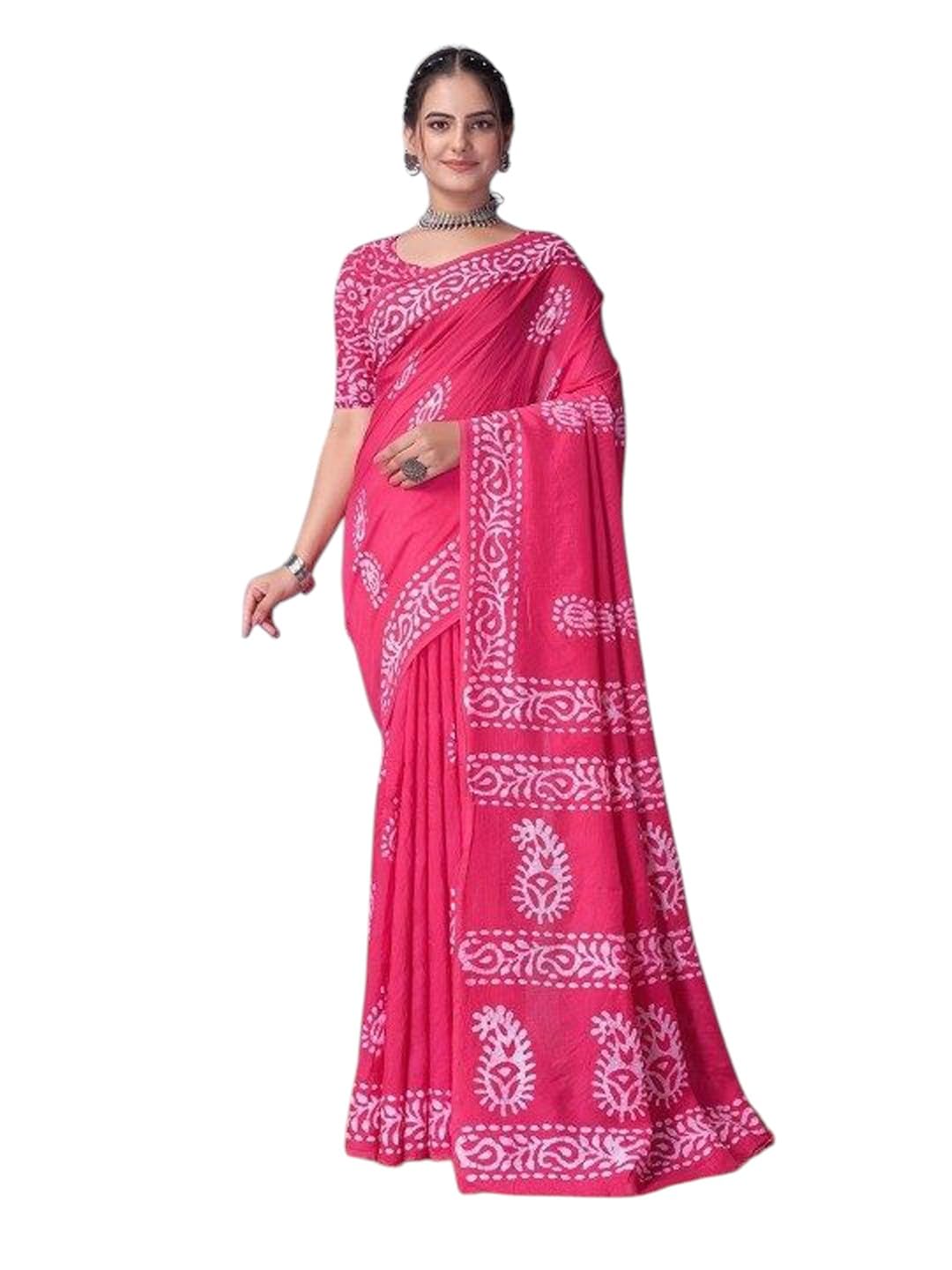 Pure Chanderi Cotton Saree with Hand-Printed Batik Design Festive, Casual & Daily Wear Saree For Women-picture-15