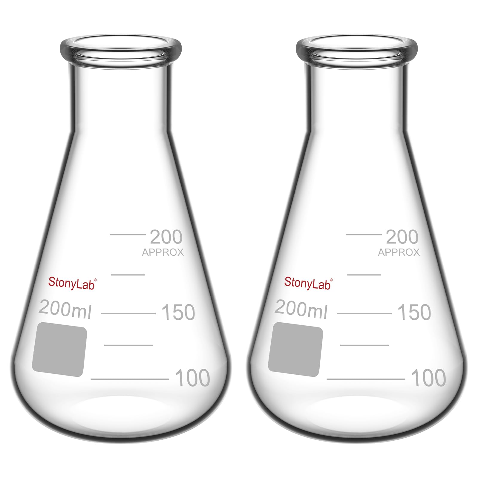 StonyLab 2-Pack Glass 300ml Heavy Wall Narrow Mouth Erlenmeyer Flasks with Heavy Duty Rim — Amazon image 8