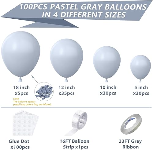 Miniatura 2 de YAOWKY Kit de arco de guirnalda de globos metálicos de color verde claro, 100 globos metálicos de látex de 18 pulgadas, 12 pulgadas, 10 pulgadas, 5