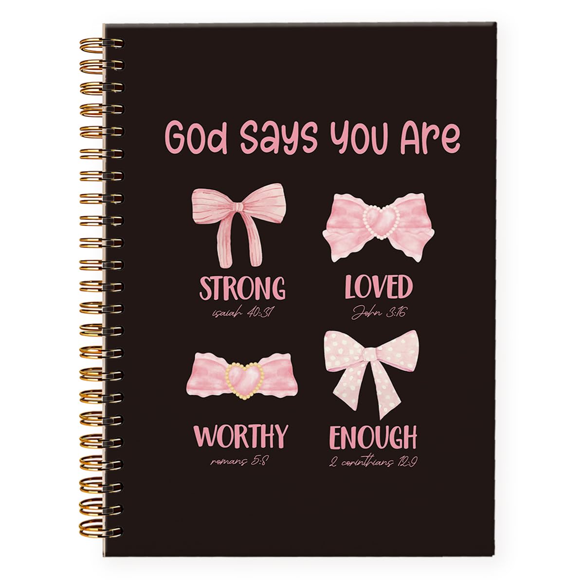 PLKMN Pink Bow Coquette Notebook, God Says You are Christian Notebook Journal for Women, Pink Office Supplies, Bible Journal Notebooks for Note Taking