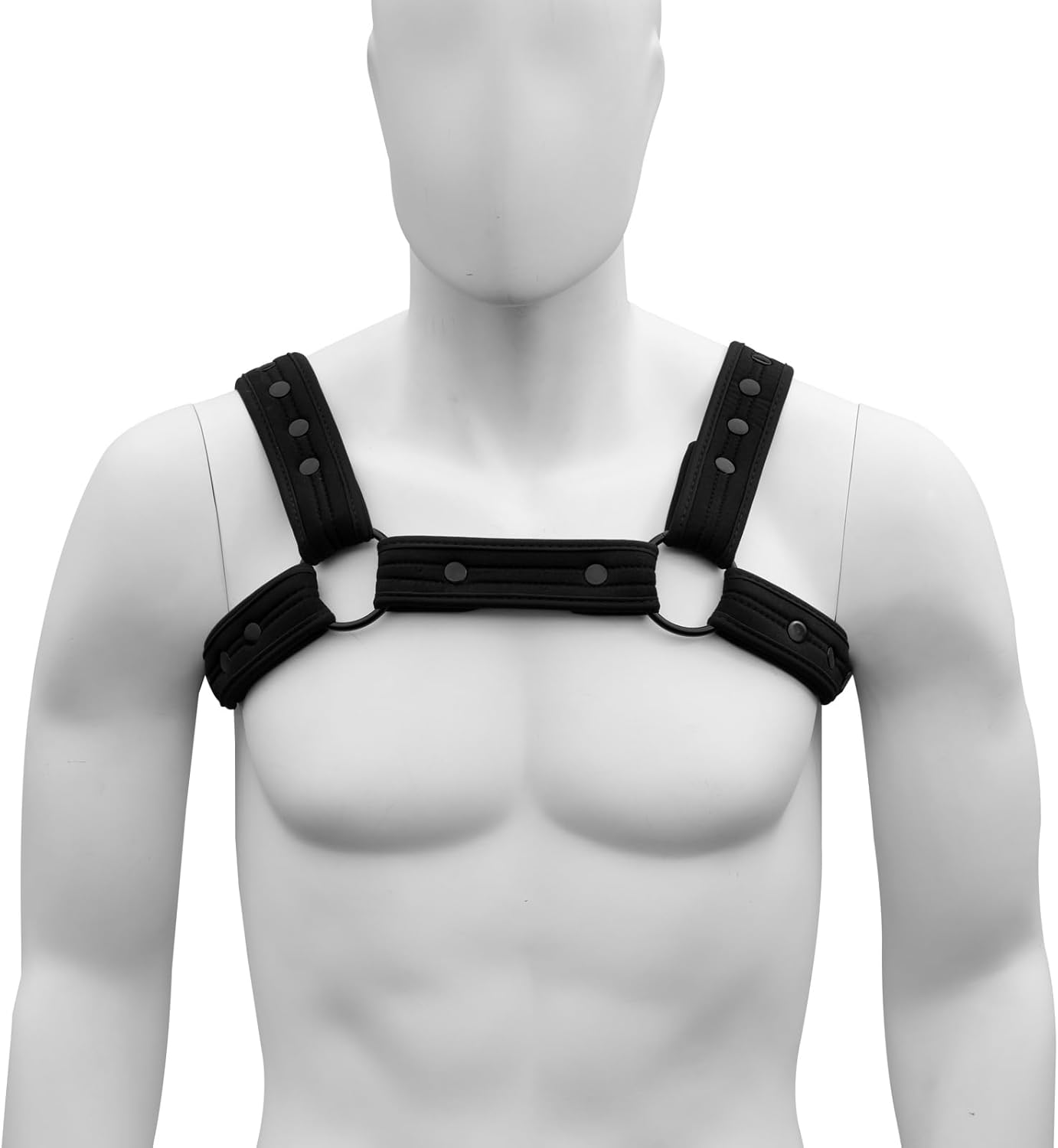 Men's Neoprene Sport Harness - Nylon Exterior with Alloy Rivets, 1.6-Inch Adjustable Strap Black Blue - Image 4