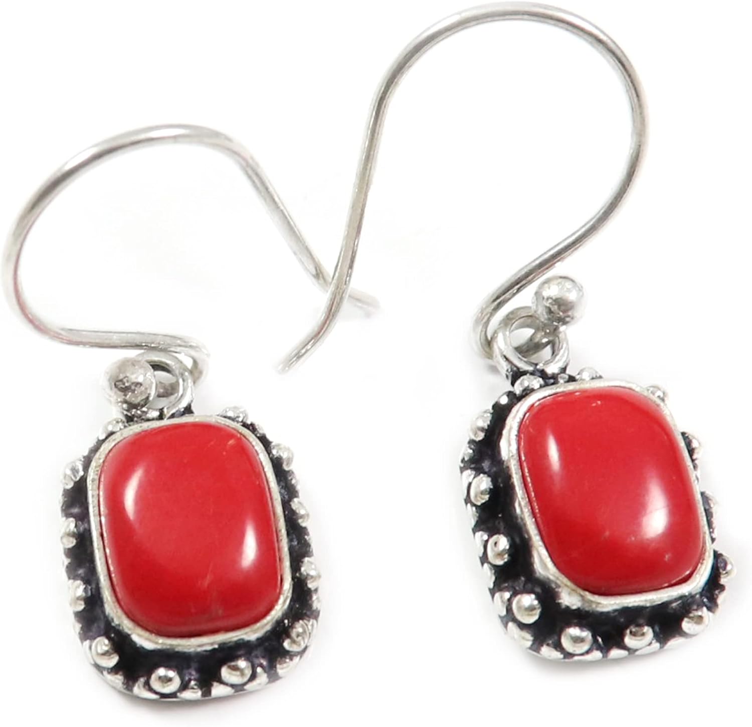 Red Stone Lab-Created Gemstone 925 Sterling Silver Drop/Dangle Earring Handmade Jewelry SEG172C