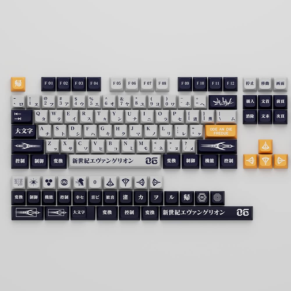 DucKey Evangelion Keycap Set, Eva PBT Dye-Sub DSA Profile Anime Keycap per MX Switch Tastiera da Gioco Meccanica (Color : EVA-06, Size : DSA)