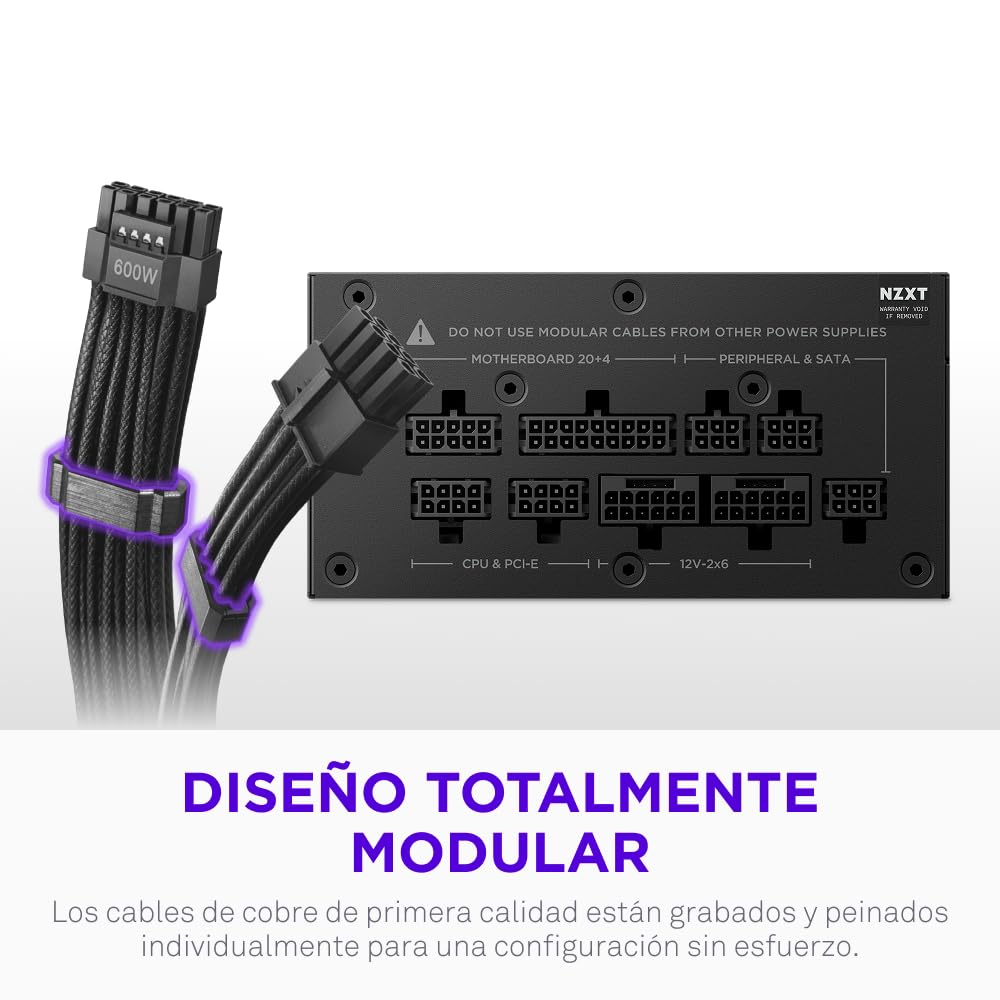 NZXT C850 SFX Gold - Fuente de alimentación SFX ATX 3.1 de 850 W - 80 Plus Gold - Cybenetics Platinum - Totalmente Modular - PCIe 5.1 600 W 12 V-2x6 - Condensadores japoneses - Negro