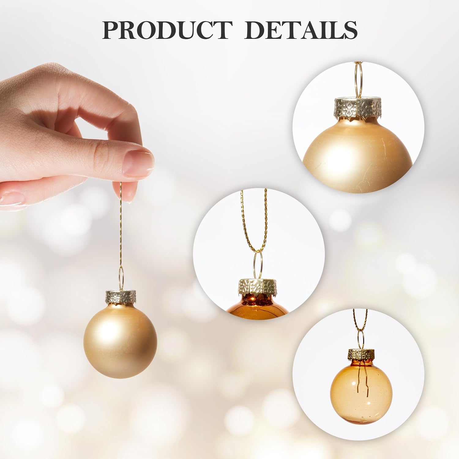 WDS WONDROUS Gold Glass Christmas Ball Ornaments Set of 24 – 1.18” Small Xmas Tree Hanging Ornaments, Elegant Vintage Holiday Decorations for Wedding Party & Thanksgiving Christmas Decor - Image 3