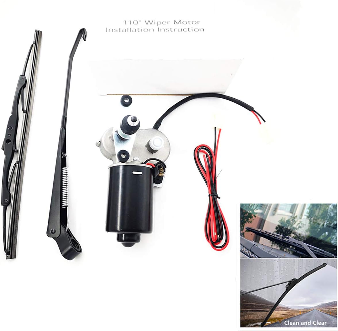 Buy Qarmar 12 Volt Electric Windshield Wiper Motor Kit Fits UTV Polaris