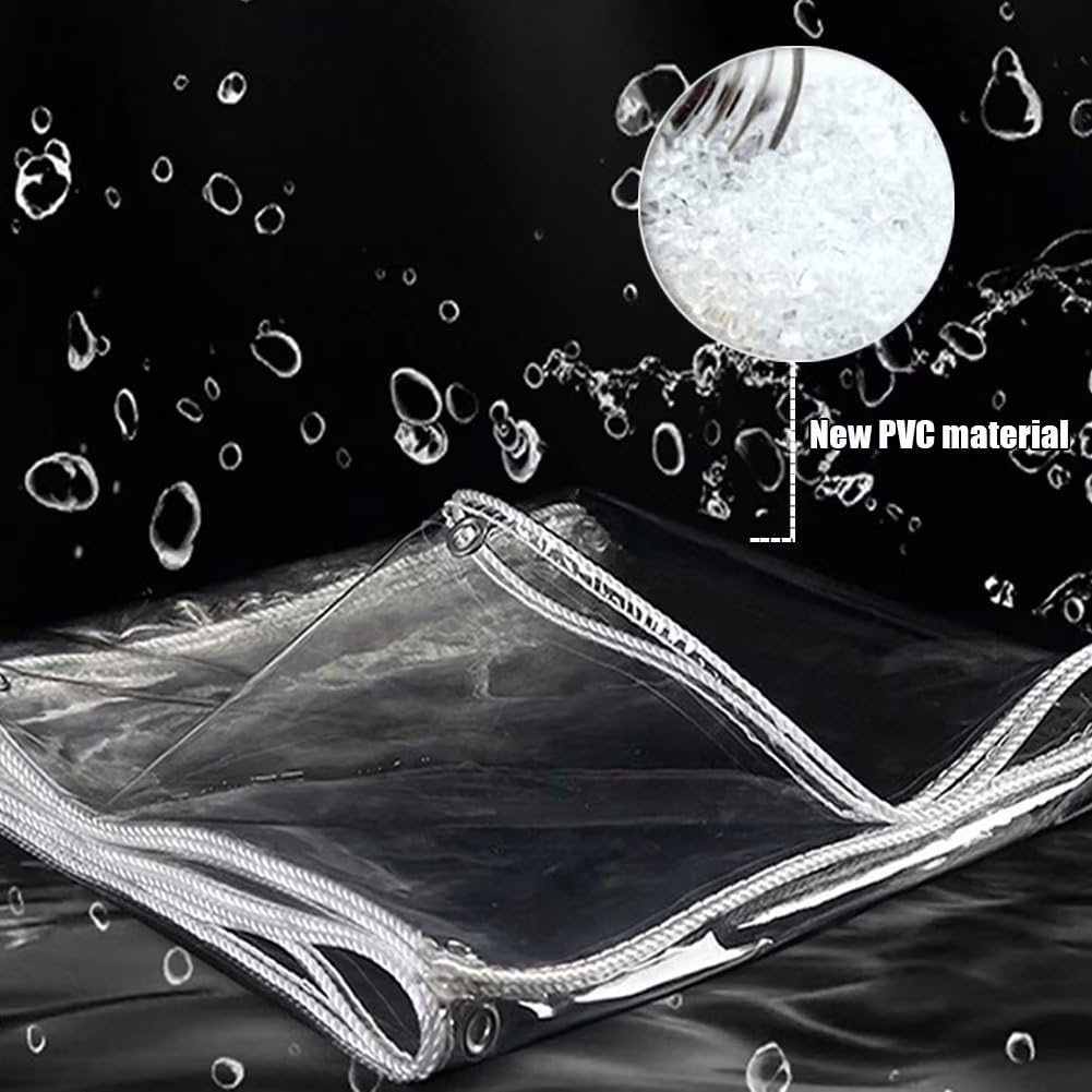 Bâche Transparente Imperméable Avec œillets, Bâche En PVC Transparent Multi-usages Très Résistante, Imperméable, Indéchirable, Imperméable Et Imperméable Pour Jardin, Terrasse (transparente, 1,2 X 2 M