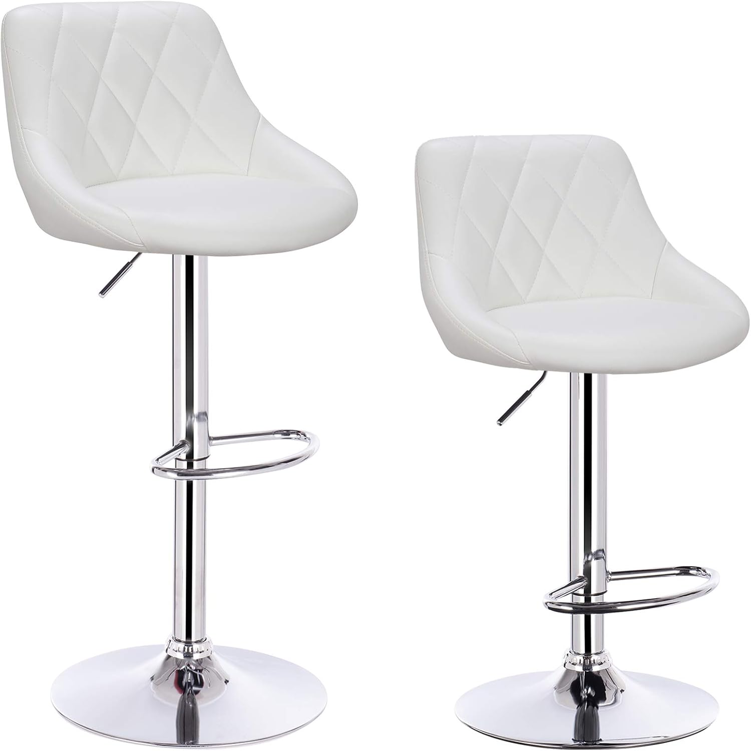 eSituro Bar Stools White Barstools Set of 2 Adjustable Steel Bar Stools