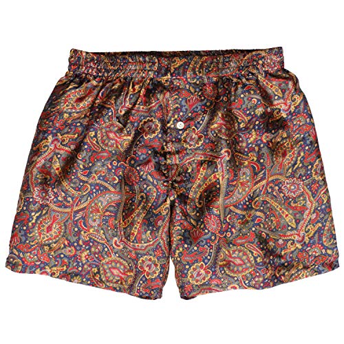 Navy Paisley Silk Boxers 100% Silk