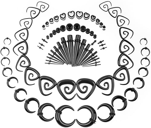 Kit de expansión para orejas 14G-00G, tapones de espiral acrílica, conjuntos de expansores, túneles en forma de corazón, joyería de piercing,