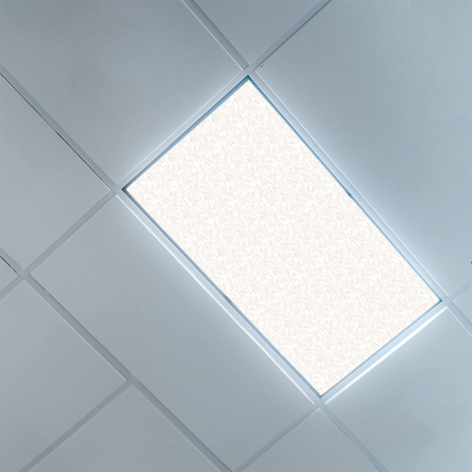 Lorougei Fluorescent Light Cover Decorative Ceiling Light Filters,Ivory Pattern,for Classroom Office Hospitals Home Ceiling Decorative,2ft x 4ft,White