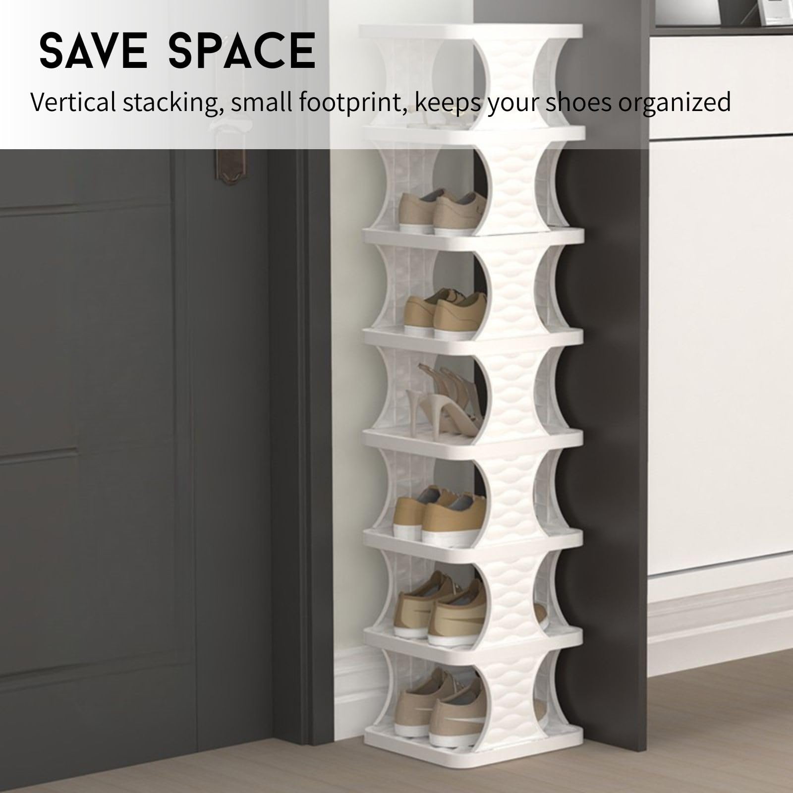 Zapatero para armario, diseño resistente de 6 niveles que ahorra espacio para entrada y dormitorio, 119 cm de alto