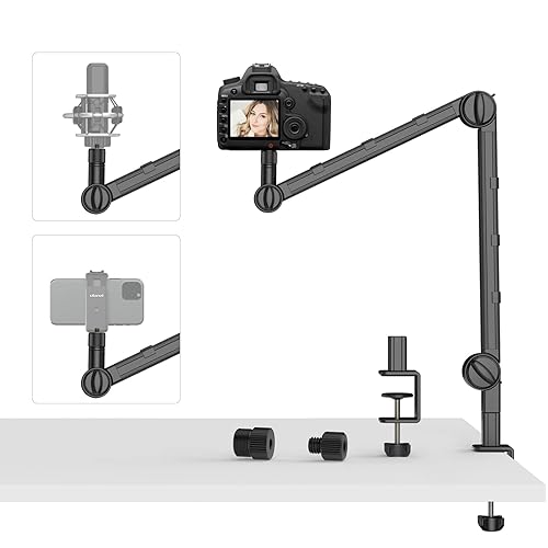 PICTRON VIJIM LS25 Camera Desk Mount, Flexible Overhead Webcam Stand with Boom Arm, Table C-Clamp Suitable for Photography Videography Live Stream - LS25
