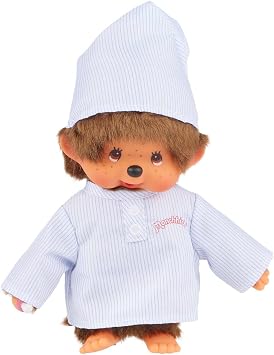 Monchhichi Long Striped Pajama Boy with Cap Plush