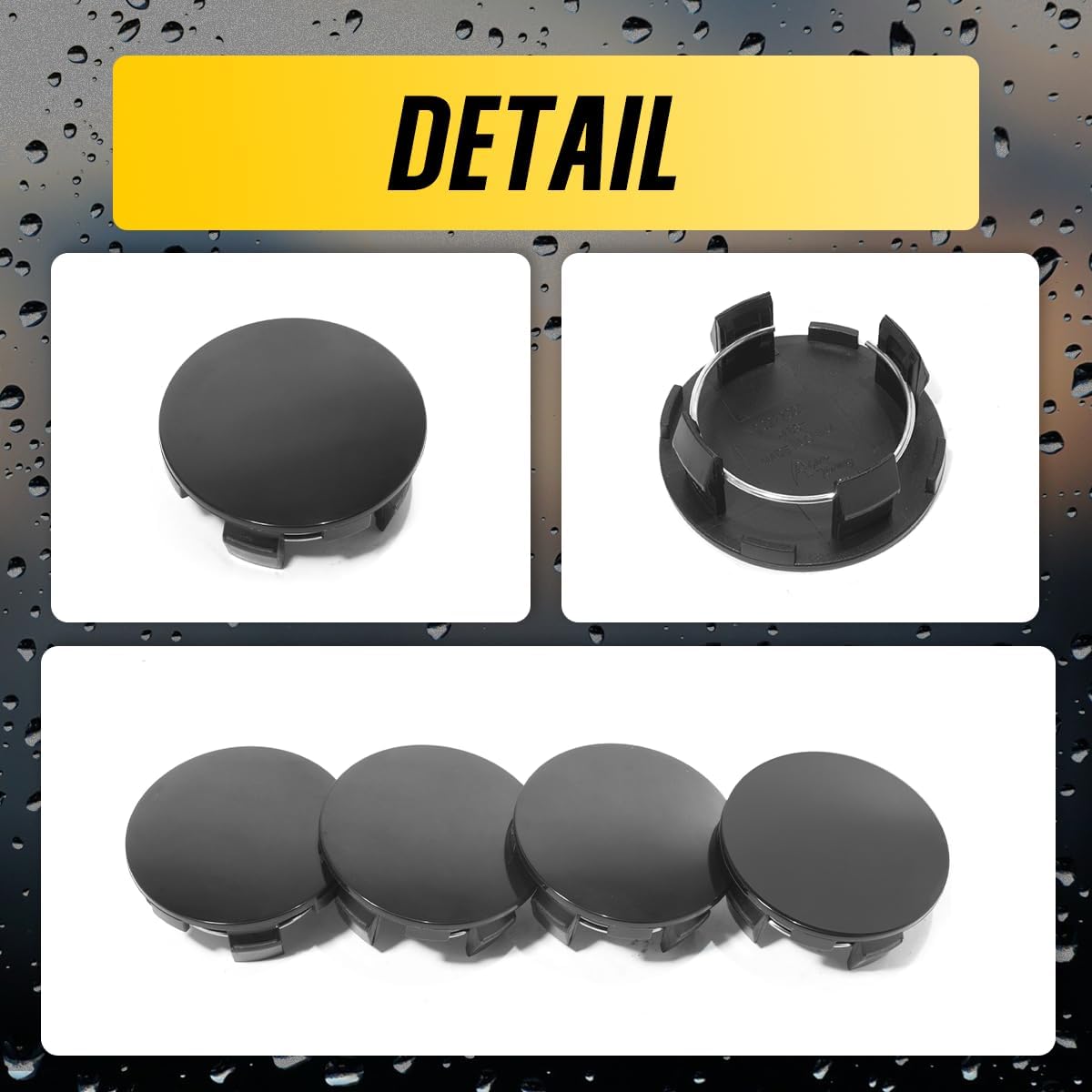 4Pcs Wheel Center Caps for MC2 Forged Wheel Rim Outer 64mm(2.52in) Inner 53.5mm(2.11in) Black Hub Caps, Replacement 87-RX300-16 MC2-C74152