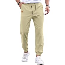Askdeer Mens Casual Joggers Pants - Drawstring Cargo Pants Hiking Outdoor Twill Track Jogging Sweatpants