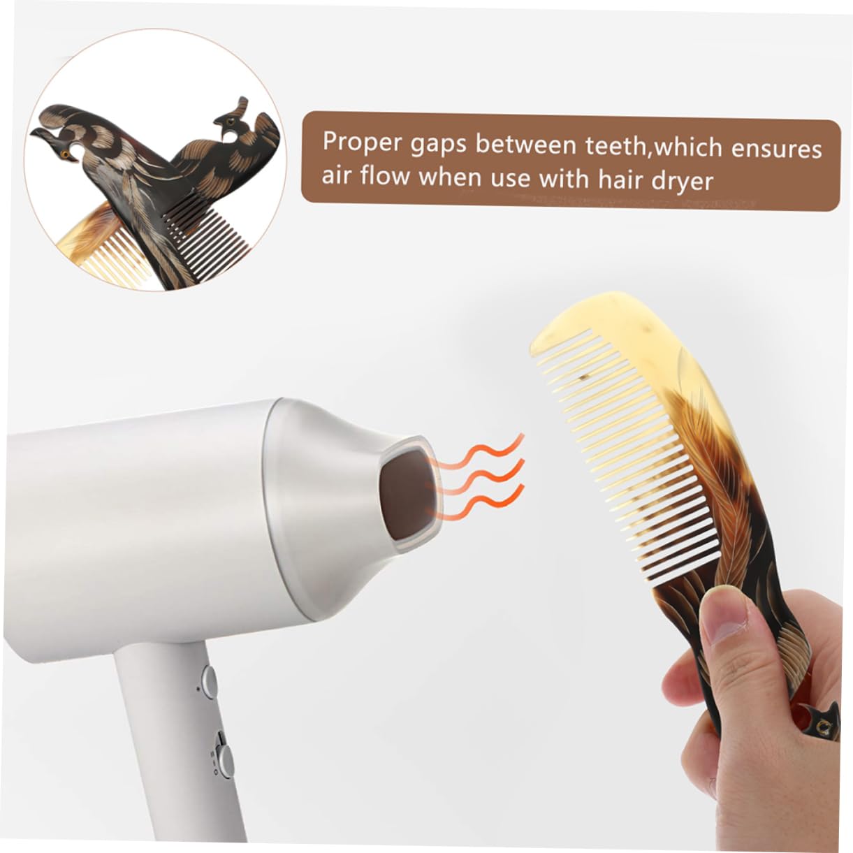 Ipetboom 9pièces Peigne De Massage De Cornes De Bœuf Naturel Peigne Anti-statique Pour Soin Du Chevelu Et Démêlage Couleurs Aléatoires