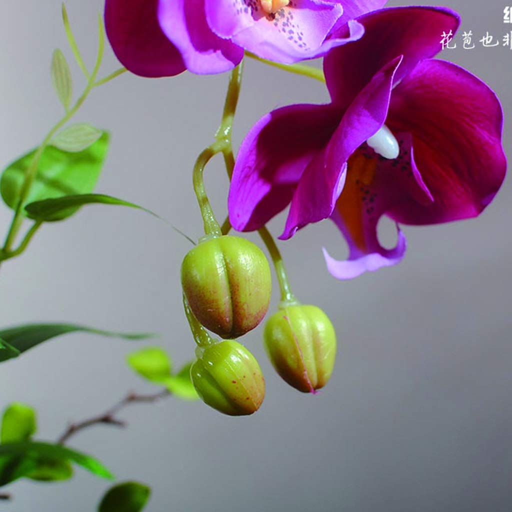 Fiore Finto Bonsai Artificiali Orchidee di Seta Phalaenopsis con Vaso utilizzato per Home Office Party Wedding Fiore Finto Bonsai Pianta Artificiale Viola