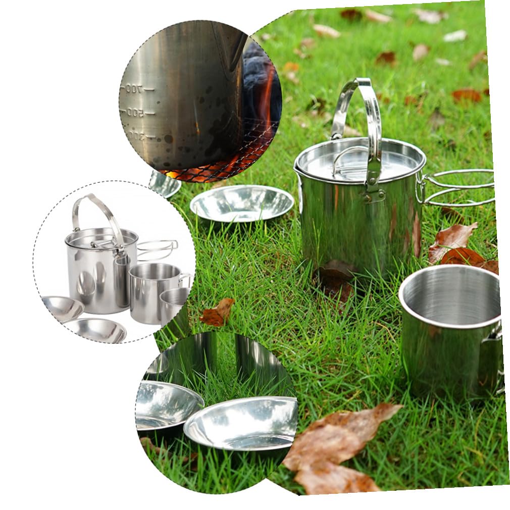 Toddmomy Kit Couvert Camping Bouilloire Randonnée Ustensiles Pique- Vaisselle Extérieur Bol Cuisine