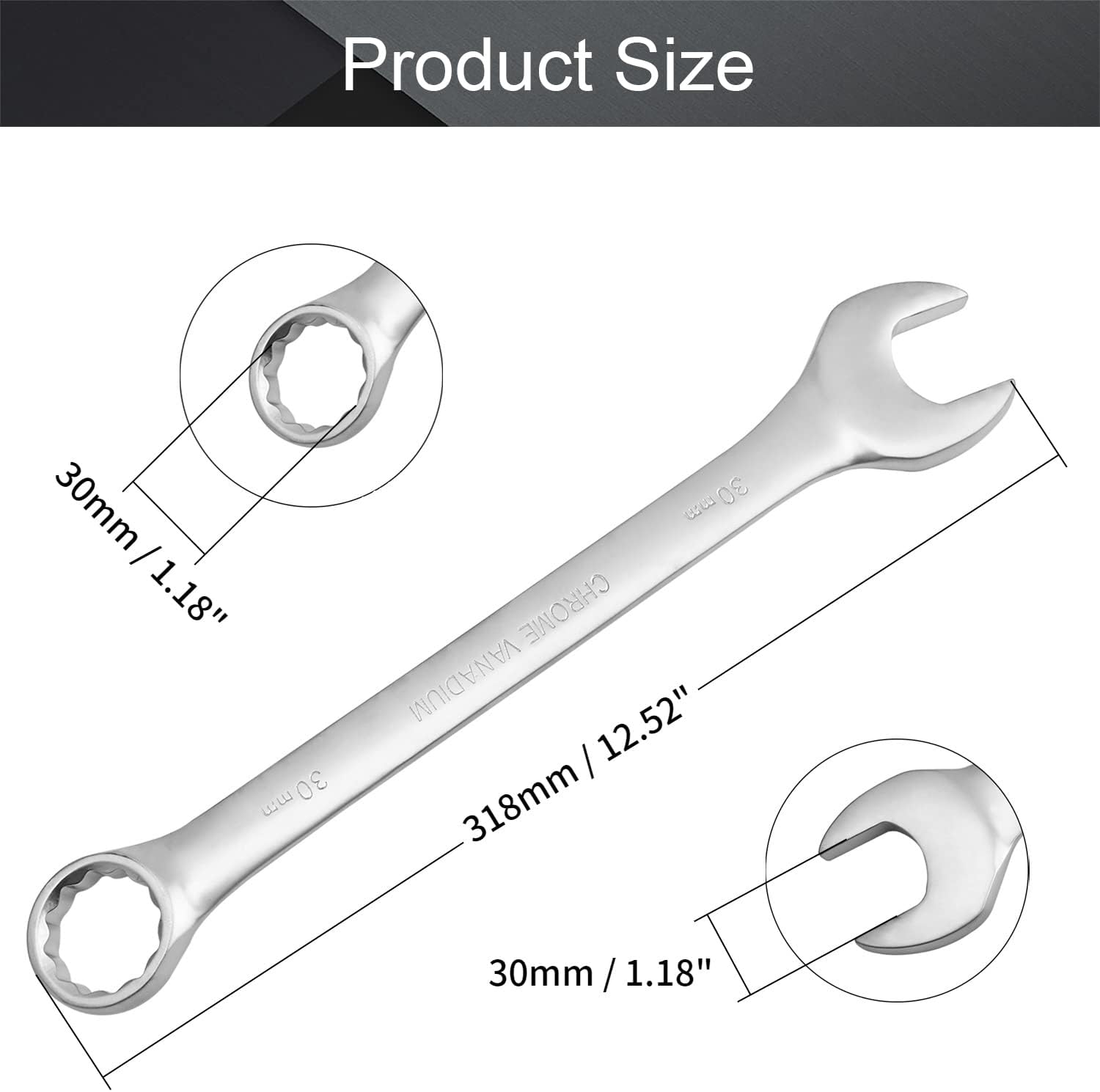 Utoolmart 12 Point Combination Wrench, 30mm Metric 318mm / 12.5-inch Length, 1pcs