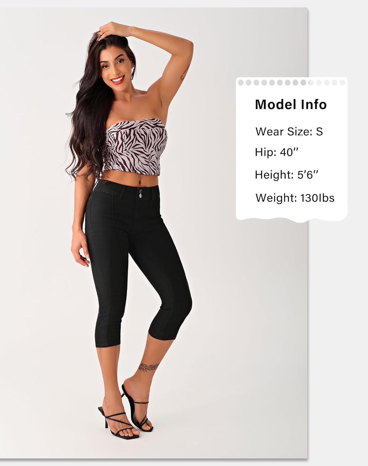 roswear Women’s Capri Pants Trendy Mid Rise Skinny Stretchy Front Seam Denim Jeans - Image 4