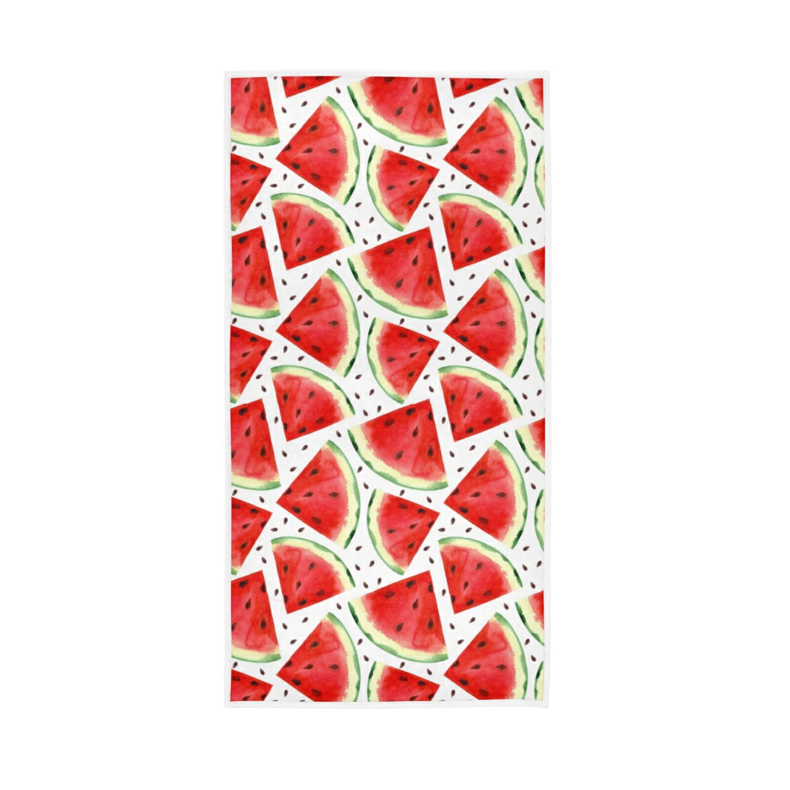 LSRCPD Watercolor Hand Painted Seamless Red Watermelon Slices on White Soft Hand Bath Towel 30" x 15" Thin Fast Drying Absorbent Soft Towels for Kitchen Gym Spa Hotel Beach