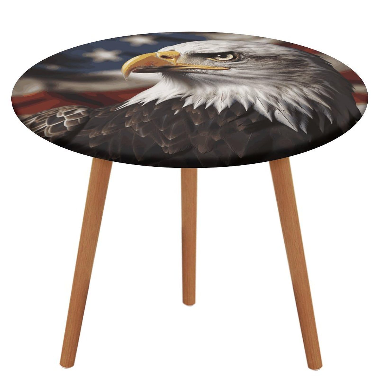 Nappe ronde pygargue à tête blanche et drapeau américain pour table de camping