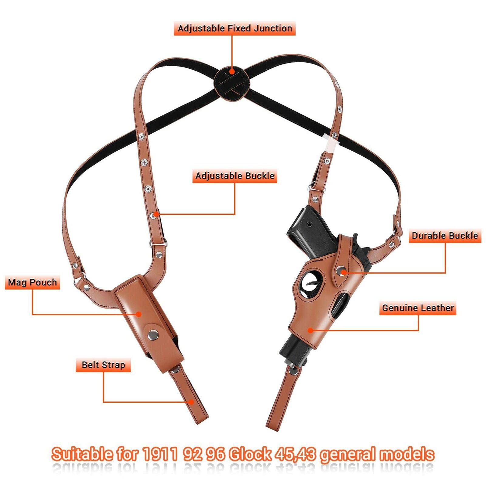 Étui Dorsal Dissimulé Tactique En Cuir - Police/Militaire/Chasse - Nature Pro