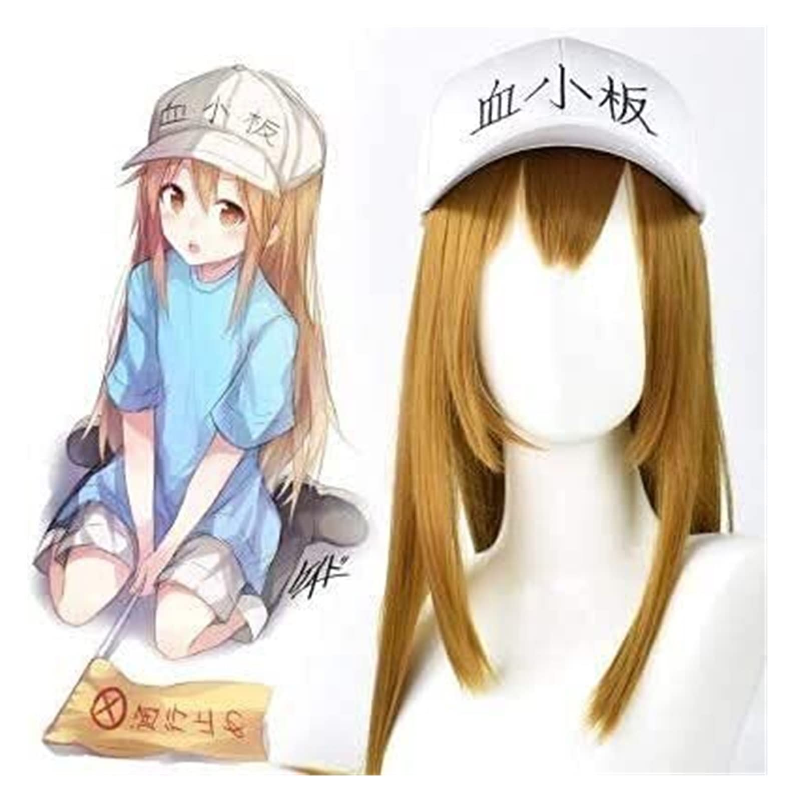 REMUVR Anime Cosplay wig,Cells at Work! Wigs, with Free Wig Cap, for Halloween, Fancy Dress Party,Nightlife, Concerts, Weddings