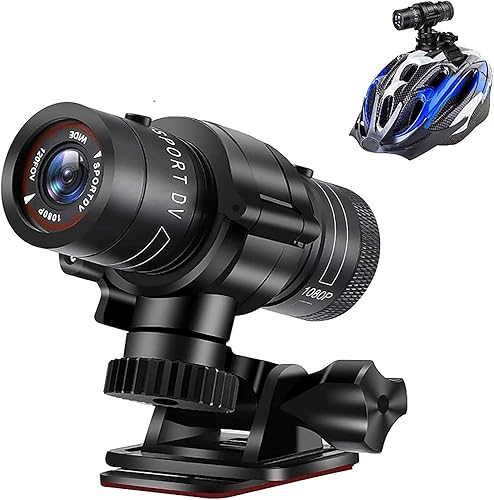 Cámara de casco de motocicleta HD 1080P, cámara de acción deportiva de gran angular 120, impermeable, micrófono integrado con soporte y correa para