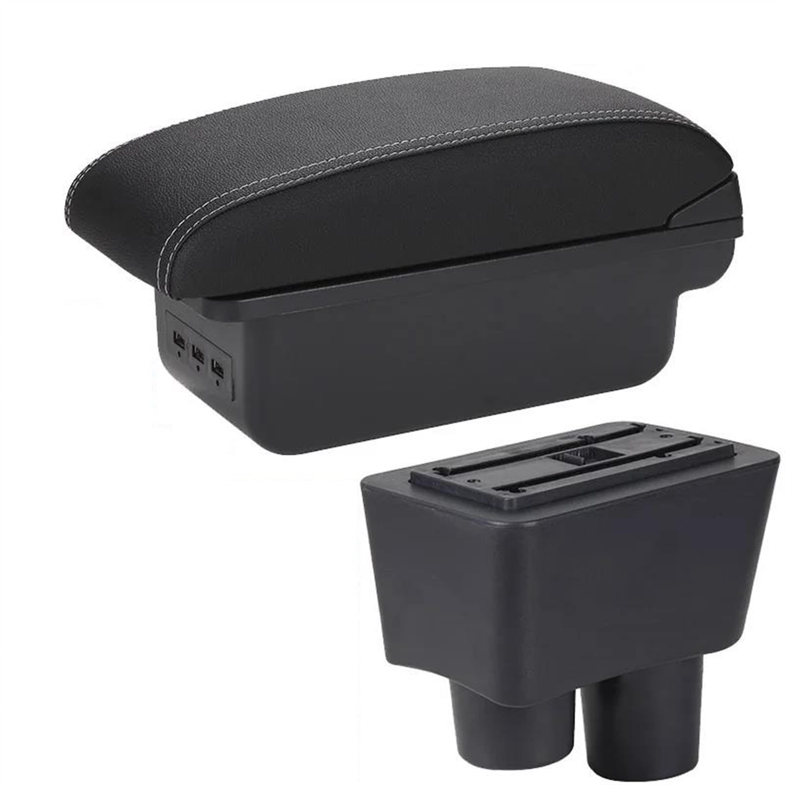 NMJLQW Storage Rack Car Interior Accessories Center Console Storage Box Multifunctional Armrest Storage Box For Almera For Versa(B3 Black white 3US)