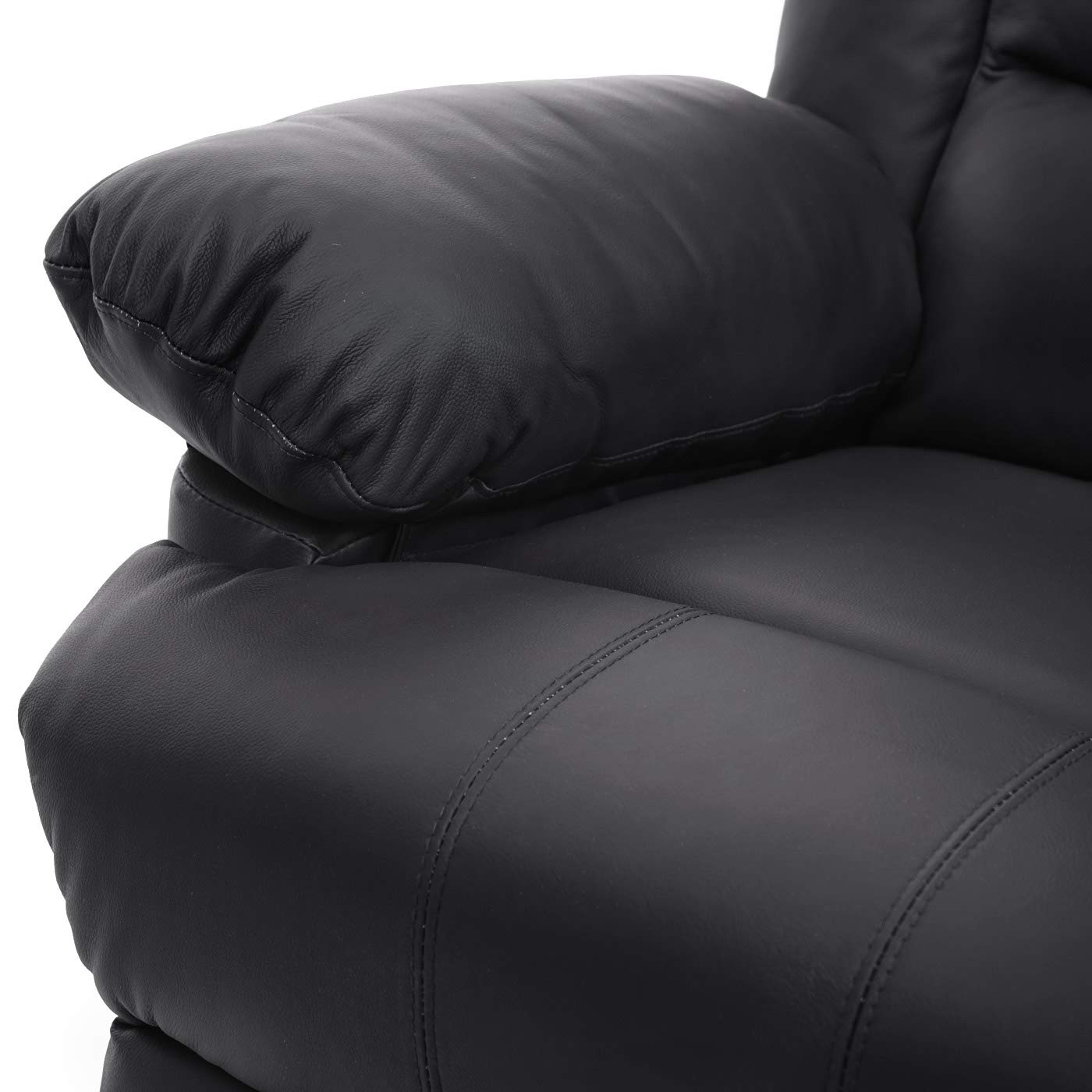 Mendler Fernsehsessel HWC-G15AM, Relaxsessel Liege Sessel, Leder + Kunstleder 101x87x100cm - schwarz