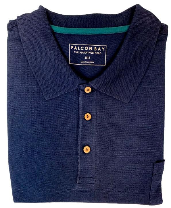 Falcon Bay Big and Tall Pocket Pique Polo Golf Shirt in 7 Colors to 6X Tall and 10X Big