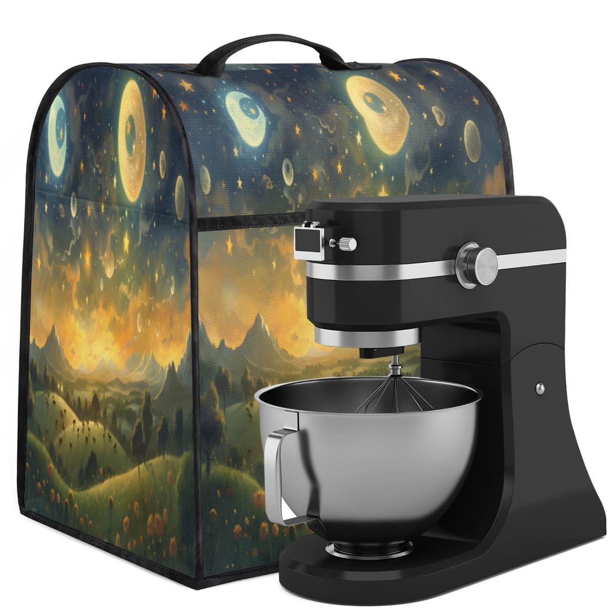 Coffee Maker Cover Starry Sky Universe Moon Kitchen Appliance Covers Small Appliance Covers Blender Cover Juicer Cover Dust Covers for Kitchen Appliances with Top Handle and Pockets,Washable,C991