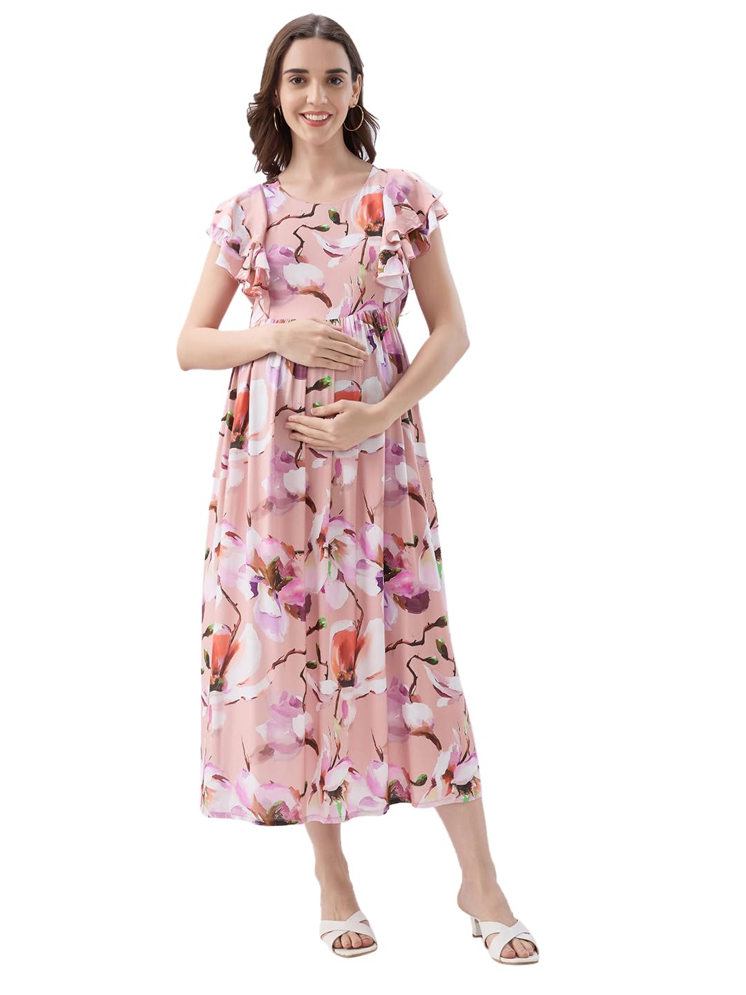 av2 Women Maternity Feeding Dress | Feeding Kurti | Nursing Dress Pink Medium 5177-picture-12