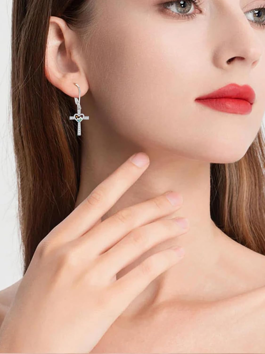 Mustard Seed Cross Dangle Drop Earrings for Women 925 Sterling Silver Mountain Cross Earring Christian Faith Jewelry Inspirational First Communion Confirmation Gifts for Her - Image 4