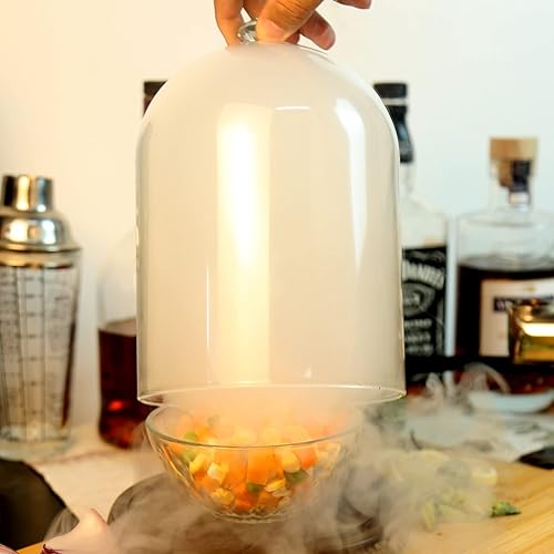 Miniatura 4 de Cloche para fumar para bebidas de alimentos con base de madera, accesorios infusor de humo para cócteles, cúpula de vidrio para pistola ahumadora