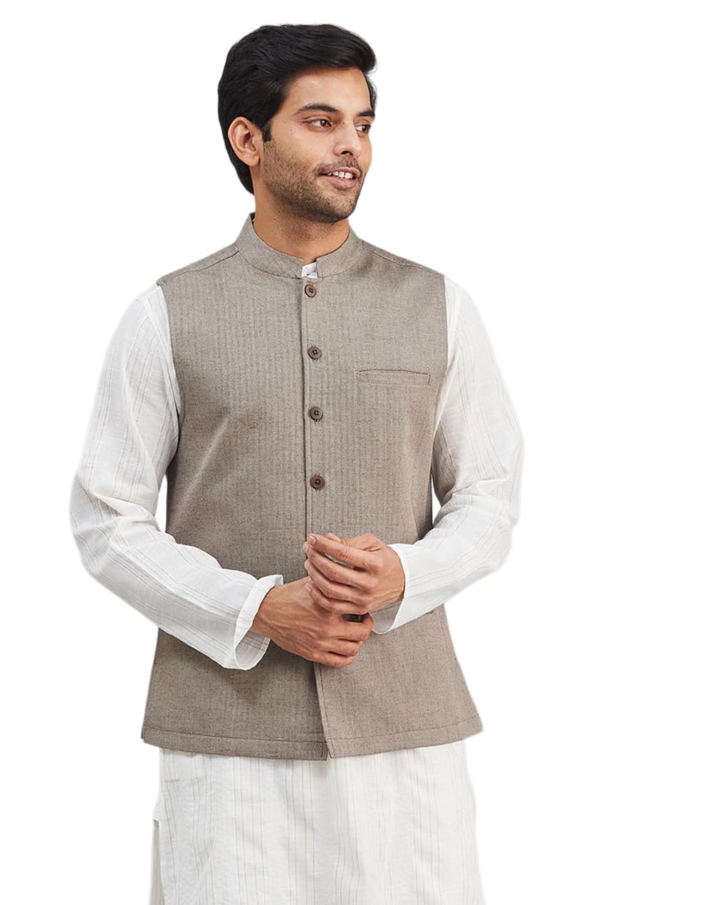 fabindia Grey Cotton Nehru Jacket-picture-40