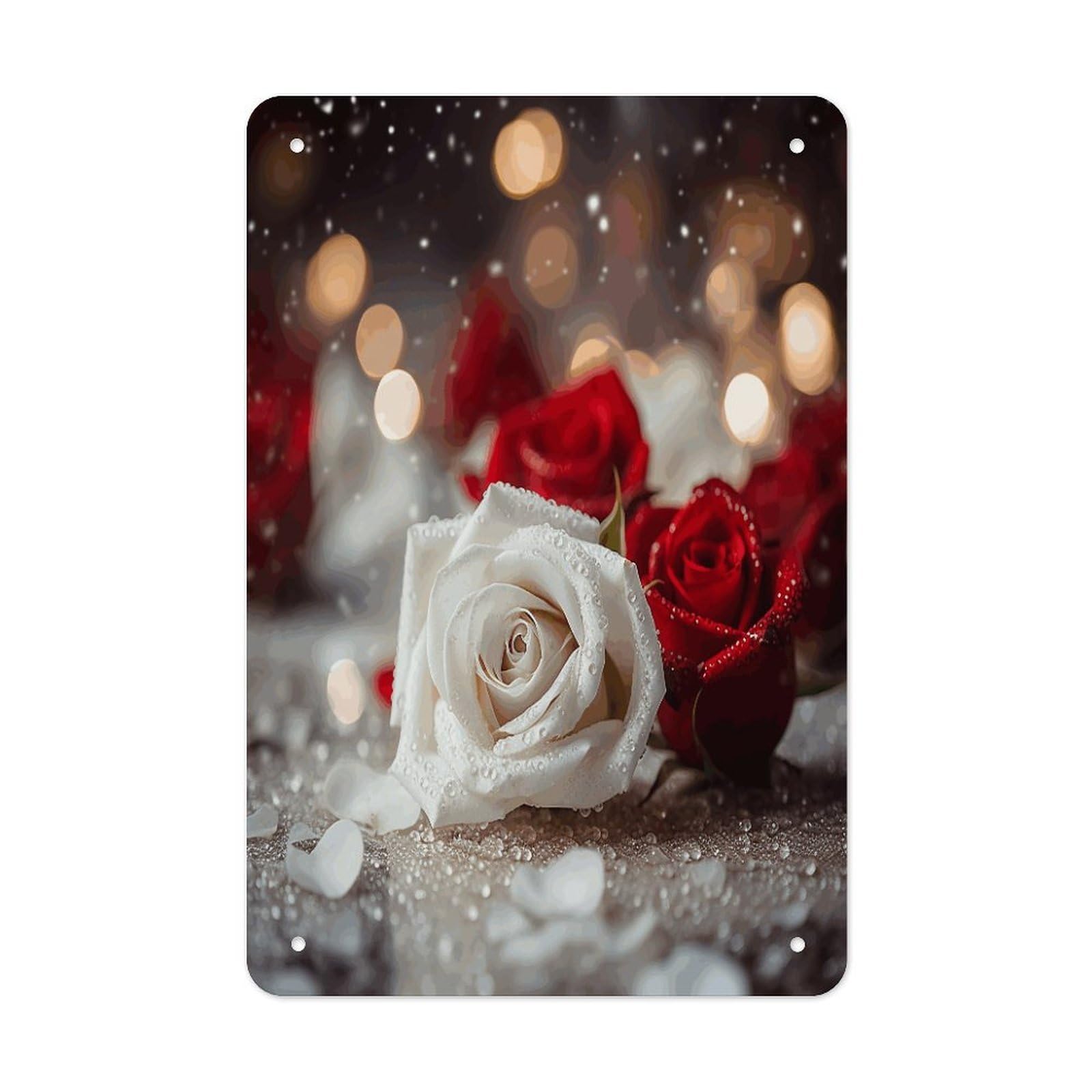 Roses in Background Metal Tin Sign Wall Decor Funny Retro Sign Weatherproof Metal Wall Art for Indoor Or Outdoor Retro Tin Signs for Kitchen Office Home Bar Decor 11.8 X 7.9 Inch