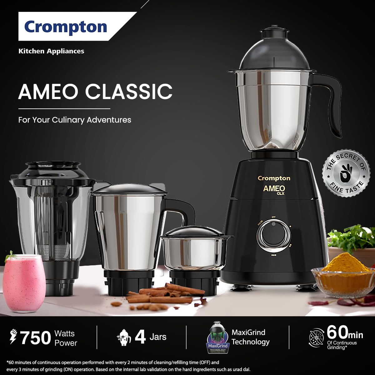 Crompton Ameo Mixer Grinder - 750W Powerful & Durable -2 Crompton Ameo Mixer Grinder - 750W Powerful & Durable -2